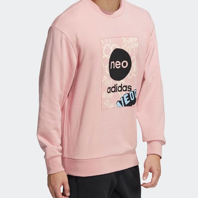 Adidas Neo Logo Printing Round Neck Long Sleeves Pullover Couple Style 'Pink' HM7434 sold by KicksCrew product image thumbnail 3