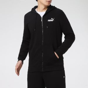 Puma Big Logo Full Zip Up Jacket 'Black White' 588657-01 sold by KicksCrew