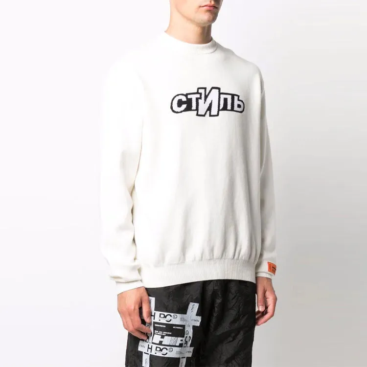 HERON PRESTON CTNMB Logo Knitted Jumper Sweatshirt 'White Black' HMHE006F21KNI0030401 sold by KicksCrew product image thumbnail 2