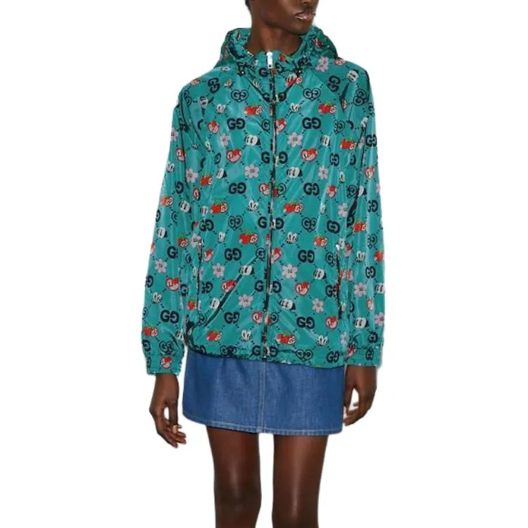 (WMNS) Gucci GG Symbols Print Hooded Jacket 'Bright Blue Multicolor' 781446-ZAQFA-4137 sold by KicksCrew product image thumbnail 2