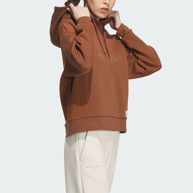 (WMNS) adidas Lounge Hooded Sweatshirt 'Brown' IP0755 sold by KicksCrew product image thumbnail 4