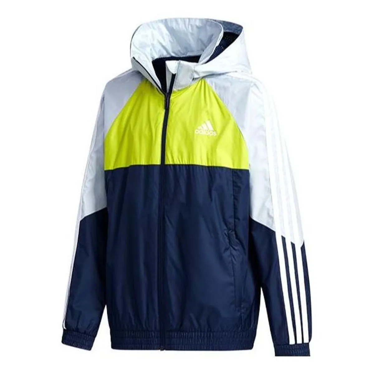 (GS) adidas Must Haves Woven Jacket 'Navy White Yellow' GP0775 sold by KicksCrew