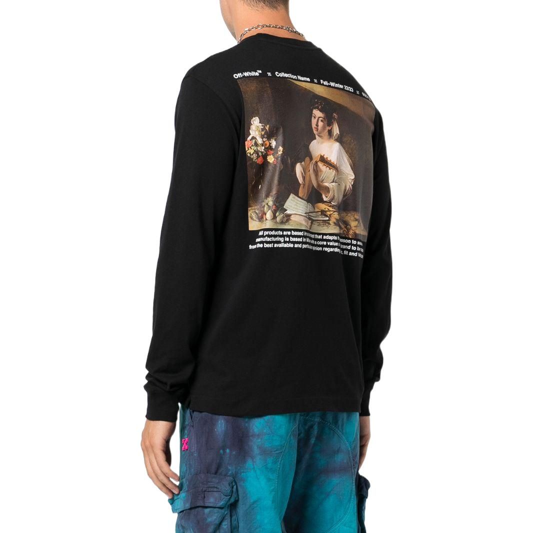 Off-White Caravaggio Lute Skate Long-Sleeve Tee 'Black White' OMAB064C99JER0081001 sold by KicksCrew product image thumbnail 4