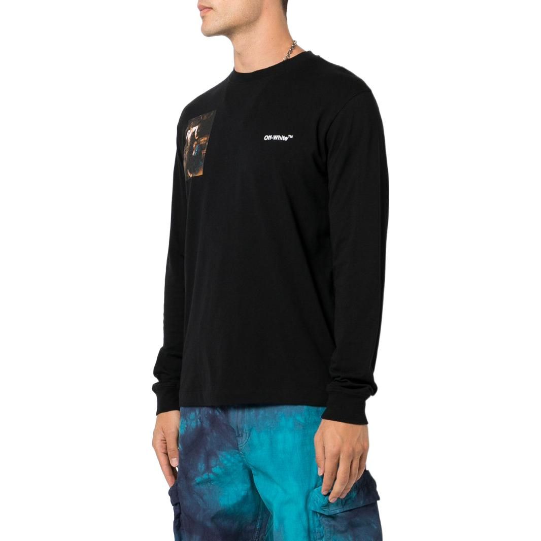 Off-White Caravaggio Lute Skate Long-Sleeve Tee 'Black White' OMAB064C99JER0081001 sold by KicksCrew product image thumbnail 3