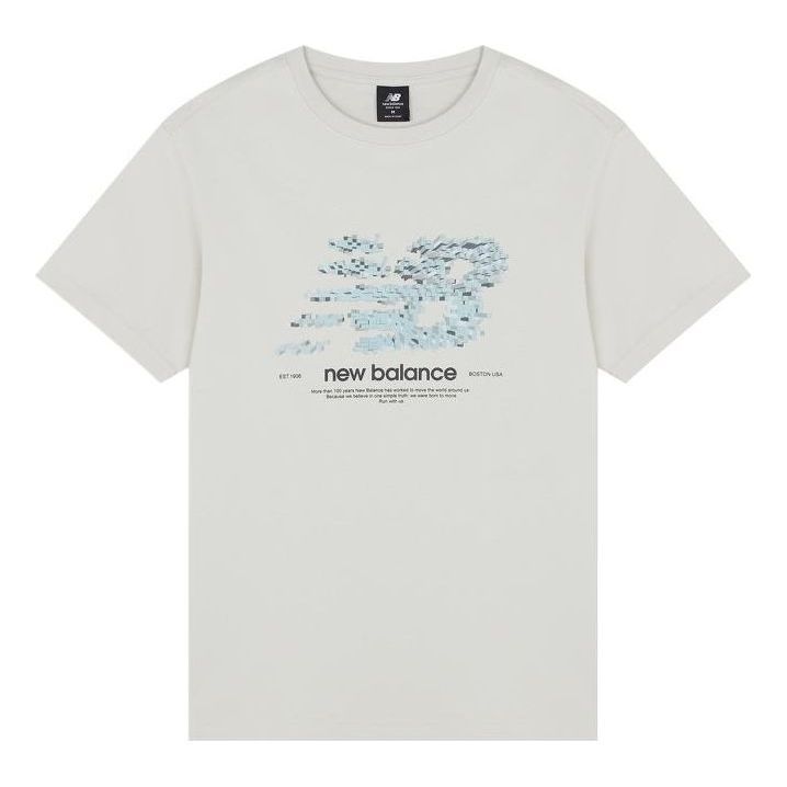 New Balance Logo Casual Tee 'Beige Blue' AMT22388-CFO sold by KicksCrew
