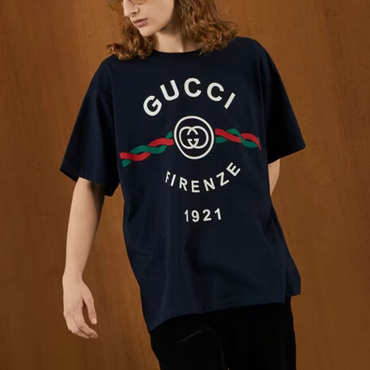 GUCCI Firenze Print Tee 'Navy' 616036-XJD7T-4795 sold by KicksCrew product image thumbnail 2
