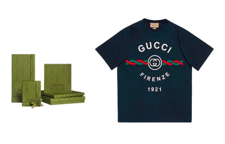 GUCCI Firenze Print Tee 'Navy' 616036-XJD7T-4795 sold by KicksCrew product image thumbnail 4