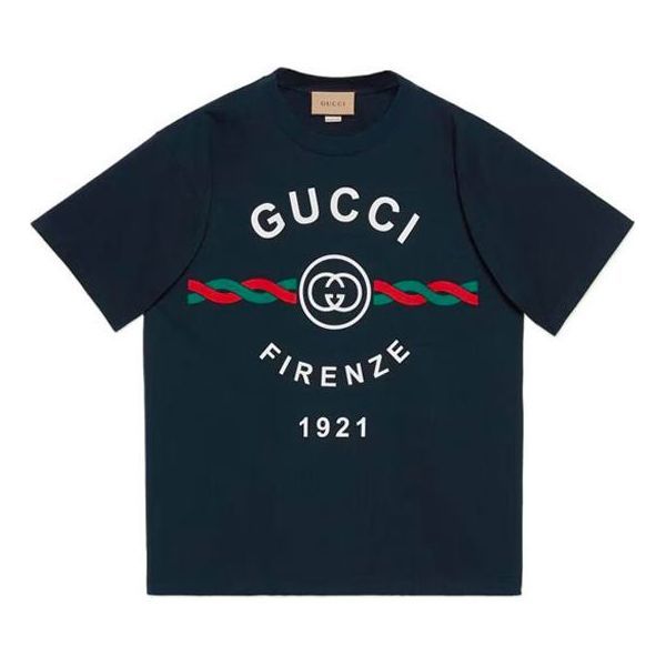 GUCCI Firenze Print Tee 'Navy' 616036-XJD7T-4795 sold by KicksCrew