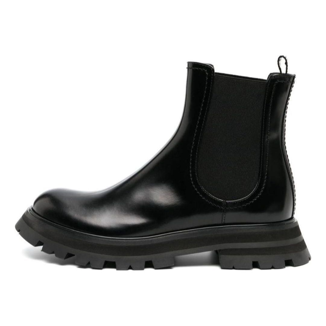 (WMNS) Alexander McQueen Wander Chelsea Leather Boots 'Black' 757487WIDU1 sold by KicksCrew