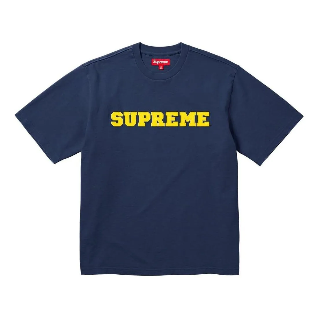 Supreme FW23 Week1 Collegiate T-shirt 'Navy' SUP-FW23-006 sold by KicksCrew