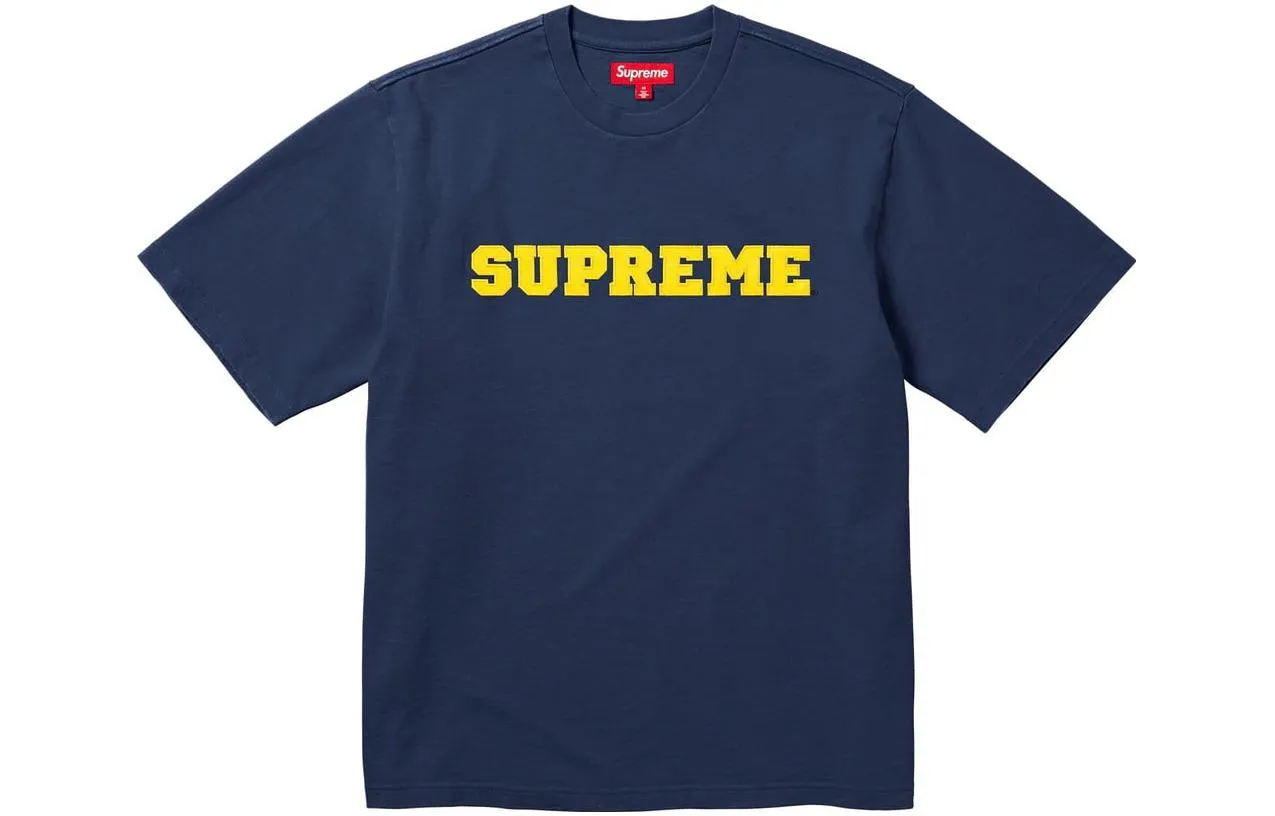Supreme FW23 Week1 Collegiate T-shirt 'Navy' SUP-FW23-006 sold by KicksCrew product image thumbnail 2