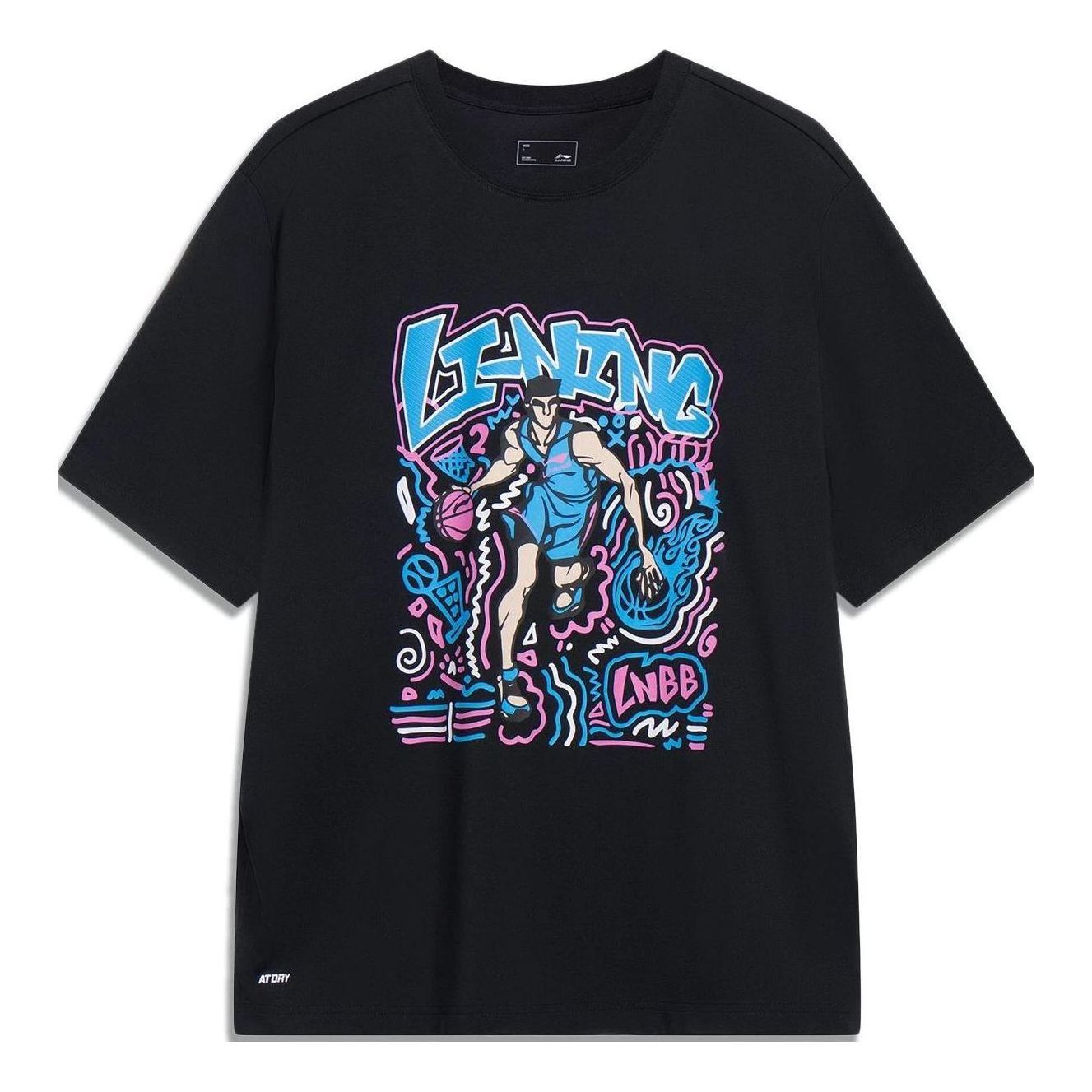 Li-Ning Hoops Comics Graphic T-shirt 'Black' AHST569-2 sold by KicksCrew