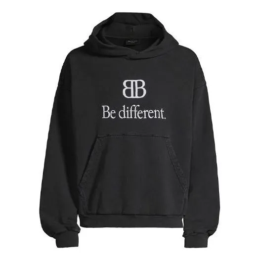 Balenciaga BB Be Different Popover Hoodie 'Black White' 720406TNVB41070 sold by KicksCrew