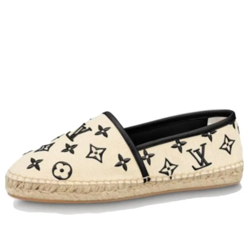 (WMNS) LOUIS VUITTON Starboard Flat Espadrille Shoes 'Beige Black Monogram' 1ABTZC sold by KicksCrew