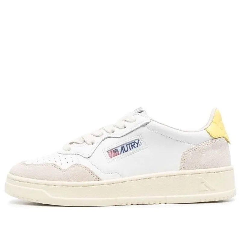 (WMNS) AUTRY Medalist Low Leather and Suede 'White Beige Yellow' AULW-LS54 sold by KicksCrew