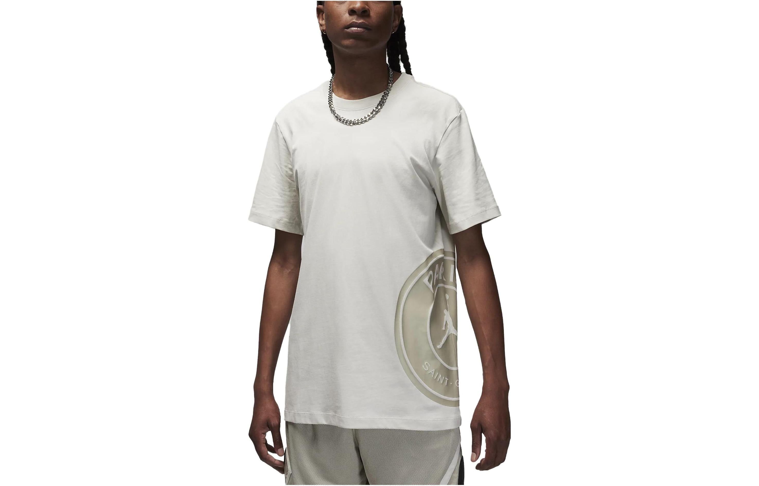 Air Jordan x Paris Saint-Germain Logo T-Shirt 'Light Bone' DZ2917-072 sold by KicksCrew product image thumbnail 2