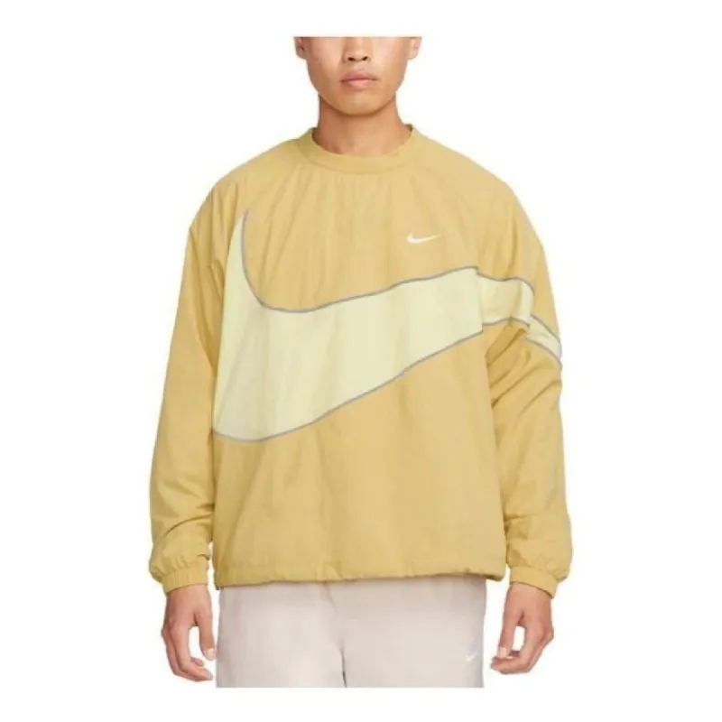 Nike Swoosh Woven Sweater 'Yellow White' DX0661-700 sold by KicksCrew