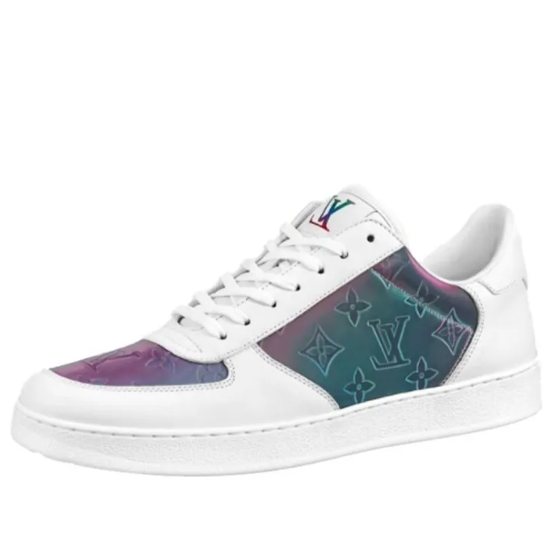 LOUIS VUITTON Rivoli Sneakers 'White with Shell Shine Monogram' 1A99N7 sold by KicksCrew
