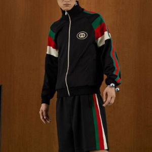 GUCCI FW22 Neoprene zip jacket with Web 'Black' 698448-XJEEP-1152 sold by KicksCrew