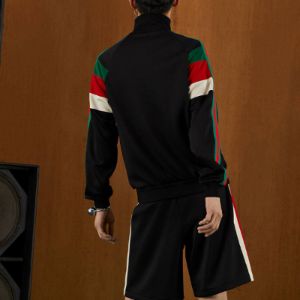 GUCCI FW22 Neoprene zip jacket with Web 'Black' 698448-XJEEP