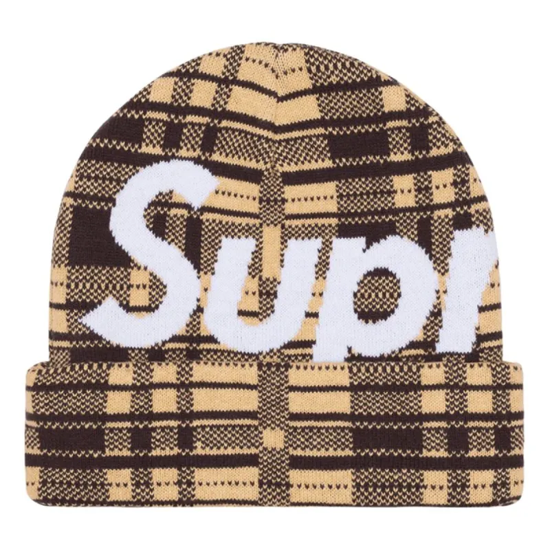 Supreme Big Logo Beanie Beanie (FW23) 'Tan Plaid' SUP-FW23-2441 sold by KicksCrew