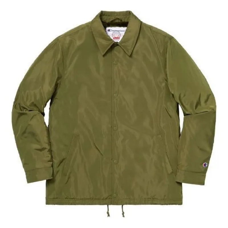 Supreme FW18 X Champion Label Coaches Jacket 'Olivegreen' SUP-FW18-367 sold by KicksCrew