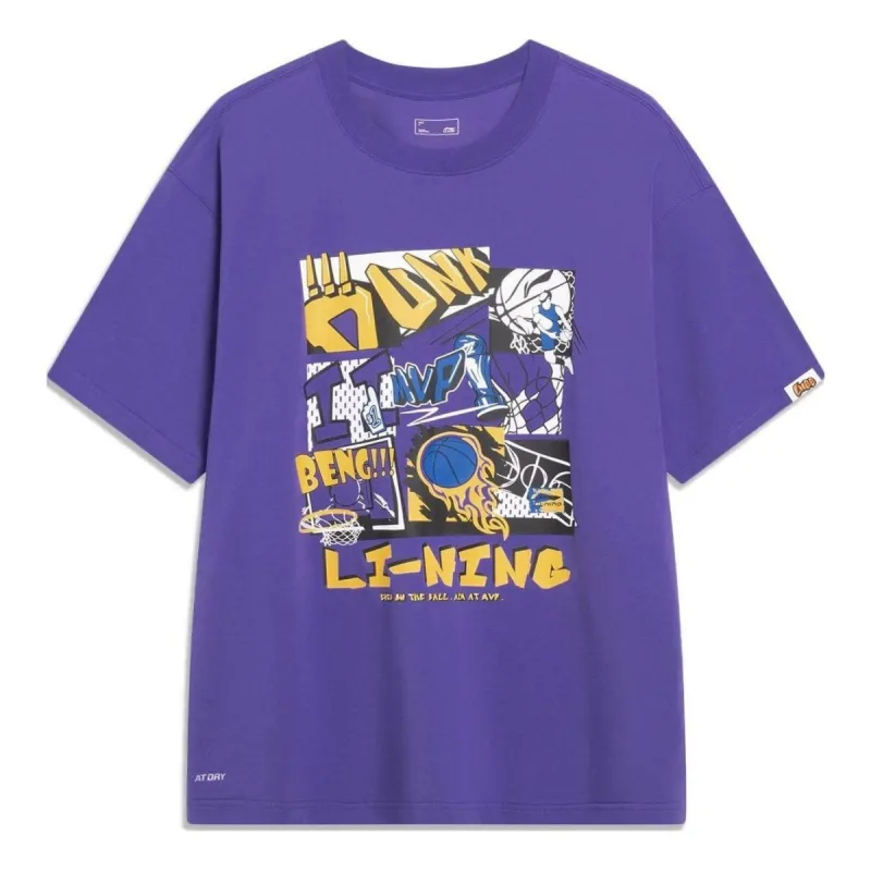 Li-Ning Basketball Graphic T-shirt 'Purple' AHST571-2 sold by KicksCrew
