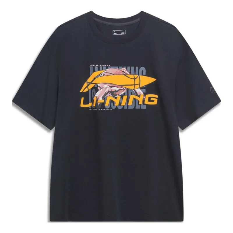 Li-Ning Essential Basketball Logo T-shirt 'Black Orange' AHST595-1 sold by KicksCrew