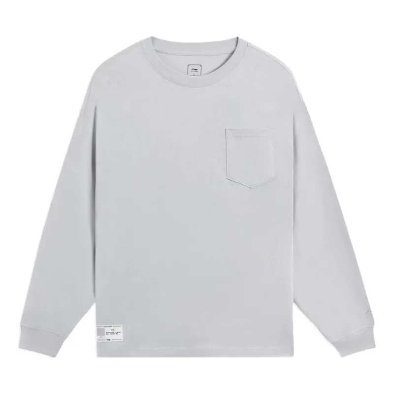 Li-Ning Lifestyle Classic Cotton Long Sleeve Top 'Grey' AHSS751-6 sold by KicksCrew