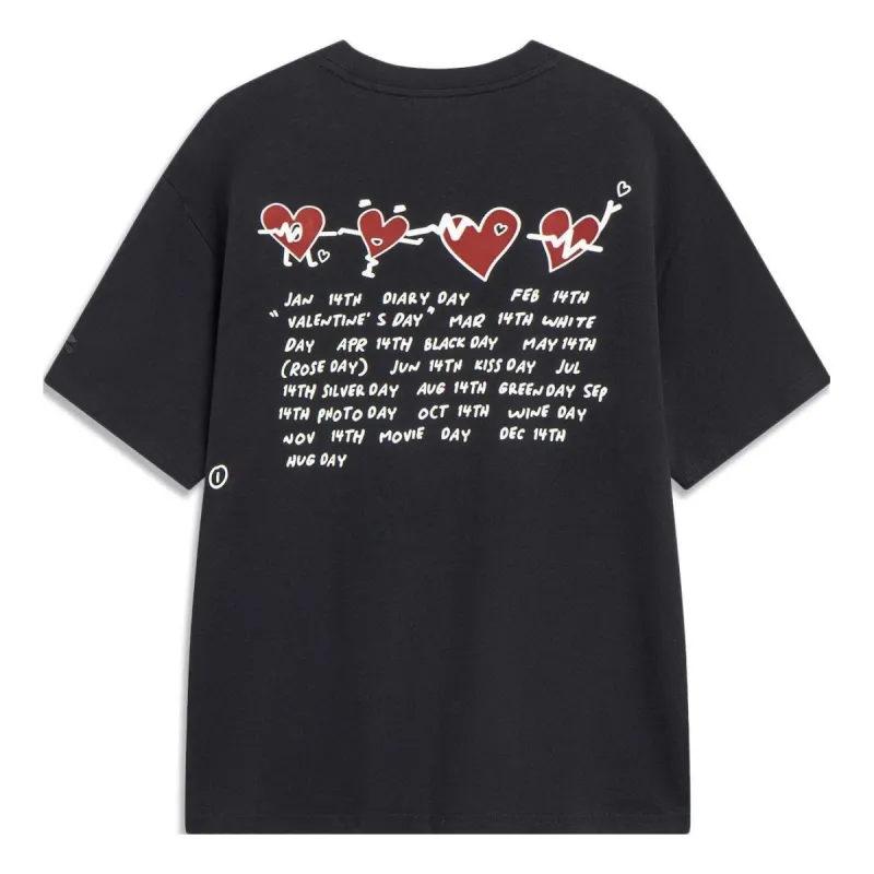 Li-Ning Heart Graphic T-shirt 'Black' AHST627-2 sold by KicksCrew