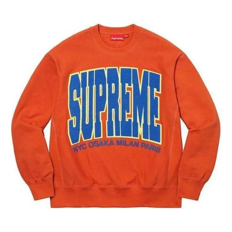Supreme Cities Arc Crewneck Logo 'Orange Blue' SUP-FW21-107 sold by KicksCrew