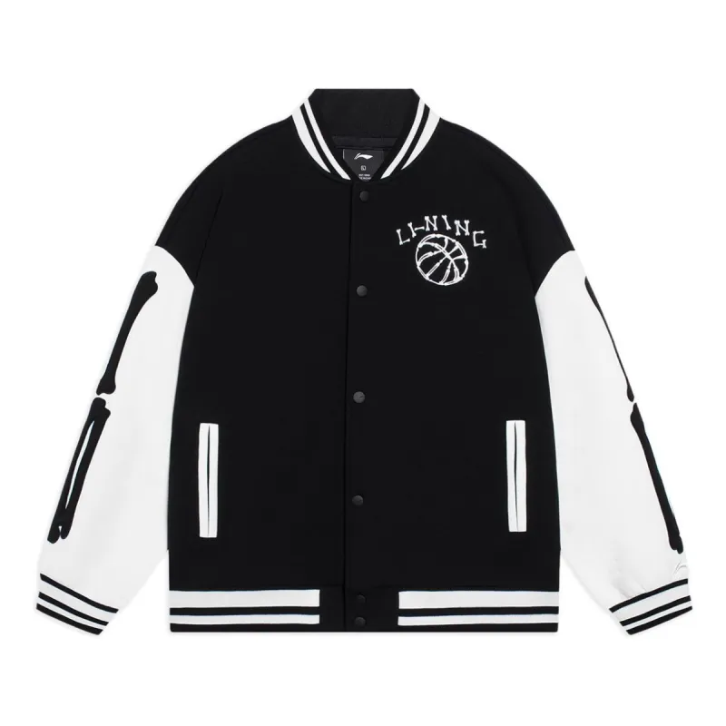Li-Ning Hoops Graphic Baseball Jacket 'Black White' AJDSB17-3 sold by KicksCrew