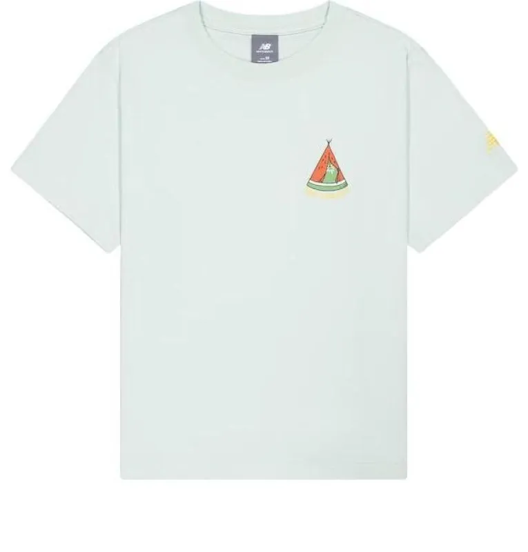 (WMNS) New Balance Cartoon Short Sleeve T-Shirt 'Light Blue' AWT41333-CYS sold by KicksCrew