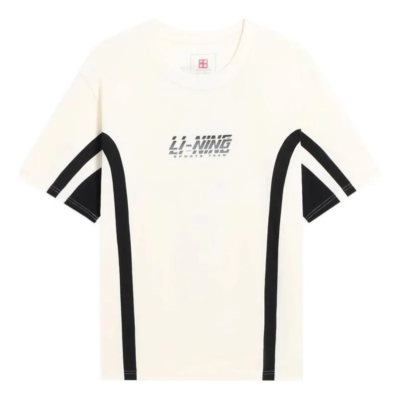 Li-Ning Sports Team Multi Logo T-shirt 'Beige' AHSS121-1 sold by KicksCrew
