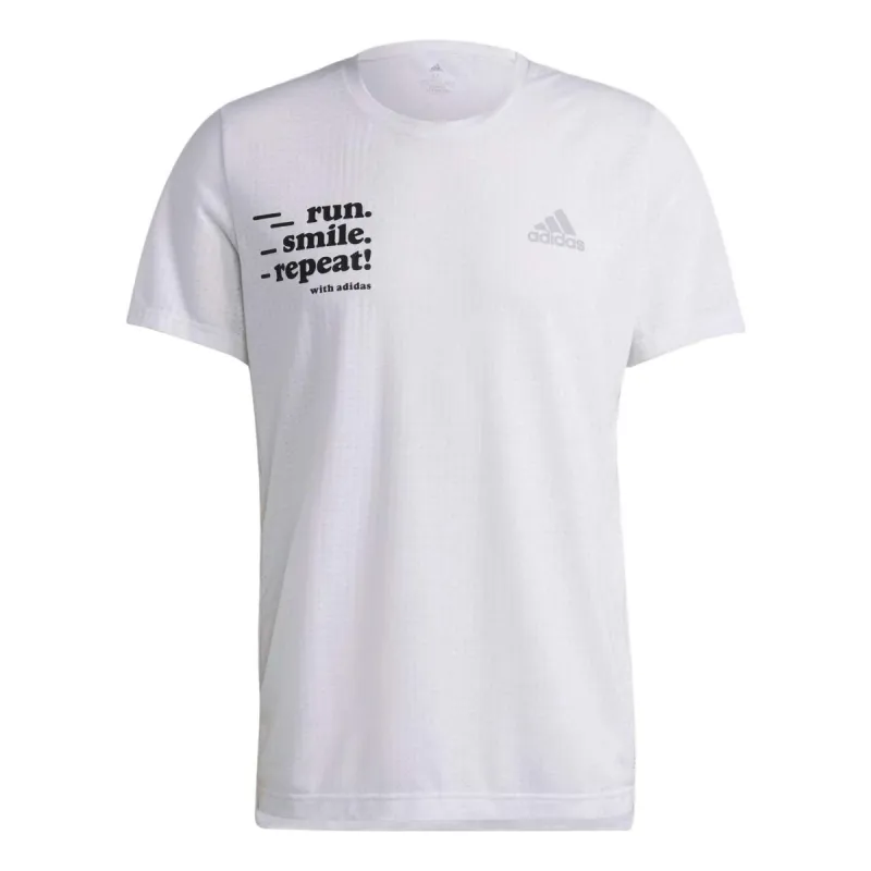 adidas Signature Short Sleeve Running Top 'White' H25035 sold by KicksCrew