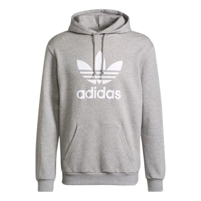 adidas originals Logo Adicolor Classics Trefoil Hoodie 'Medium Grey Heather White' H06669 sold by KicksCrew
