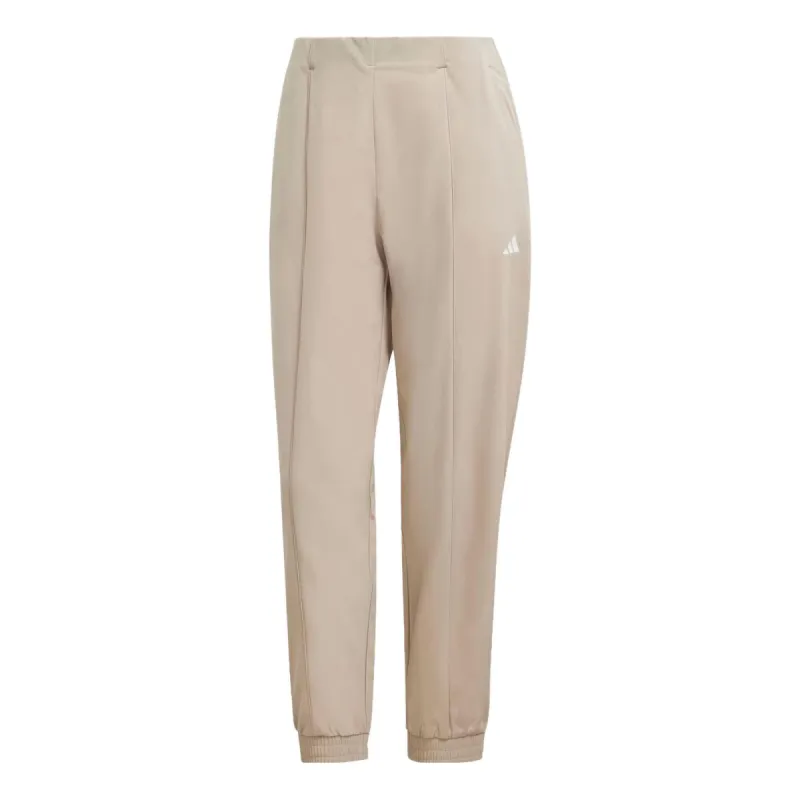 (WMNS) adidas Logo Aeroready Train Essentials Minimal Branding Woven Pants 'beige' IJ5924 sold by KicksCrew
