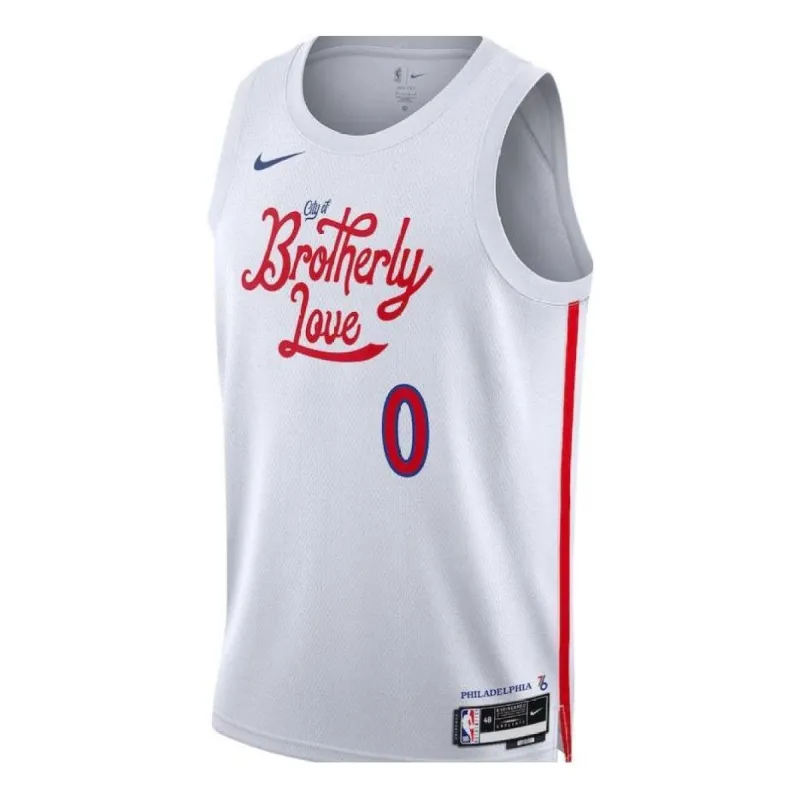 Nike x NBA Philadelphia 76ers Tyrese Maxey Jerseys 'White' DO9606-105 sold by KicksCrew