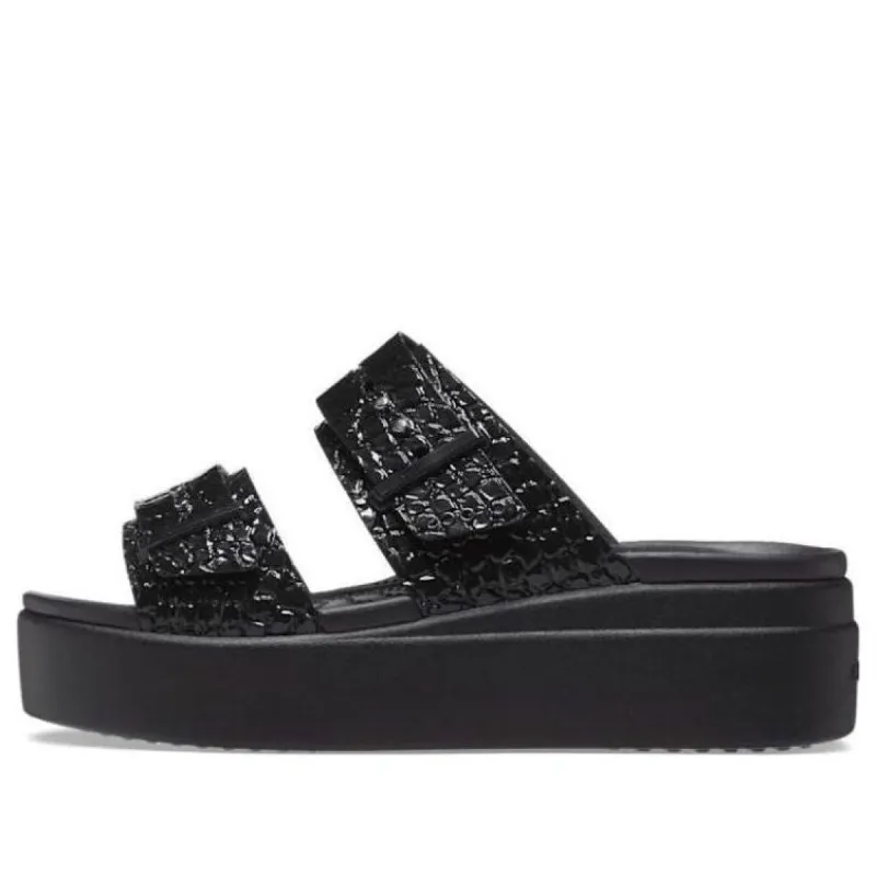 (WMNS) Crocs Brooklyn Croco Shine Buckle 'Black' 209361 sold by KicksCrew
