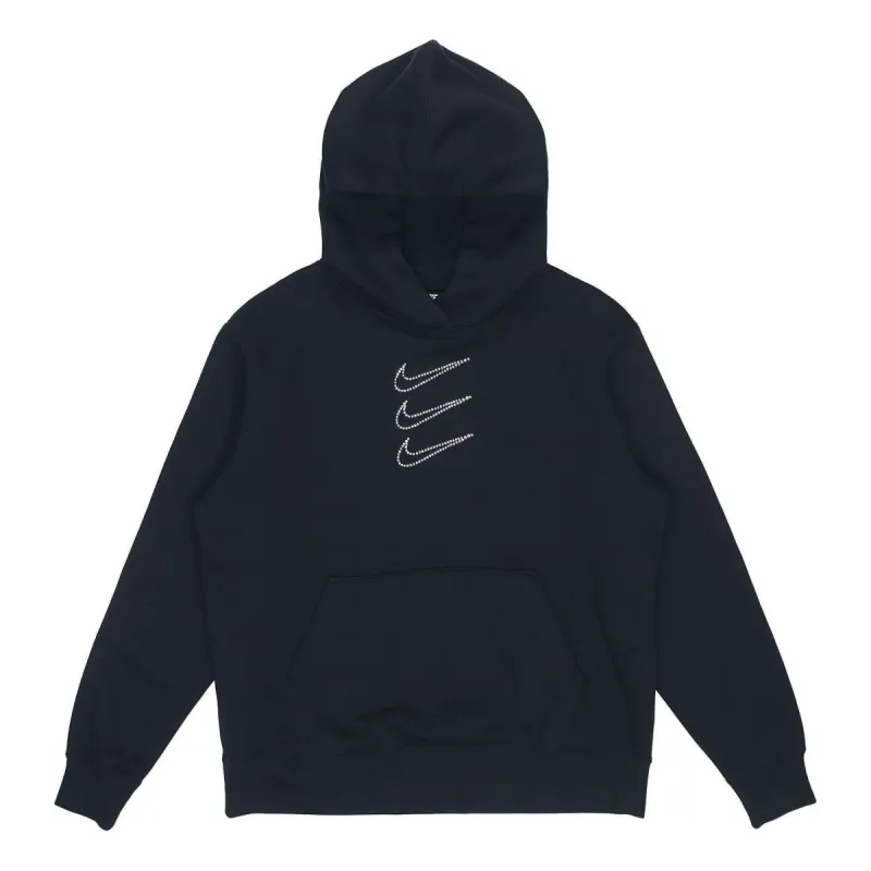 (WMNS) Nike Rhinestone Fleece Hoodie 'Black' DH1412-010 sold by KicksCrew