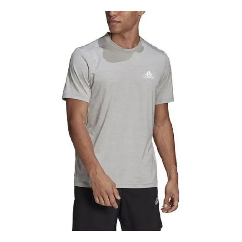 Adidas AEROREADY Designed to Move Sport Stretch Tee 'Medium Grey Heather' GM2076 sold by KicksCrew