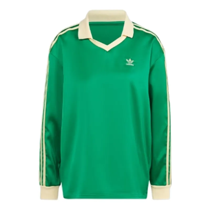 (WMNS) adidas 3-Stripes Satin Long Sleeve T-Shirt 'Green' IR6102 sold by KicksCrew