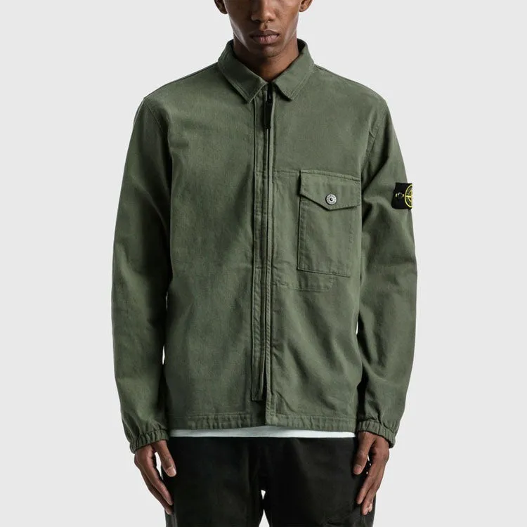 STONE ISLAND Garment Dyed Zip Shirt Overshirt 'Sage' 751510704-V0055 sold by KicksCrew product image thumbnail 3