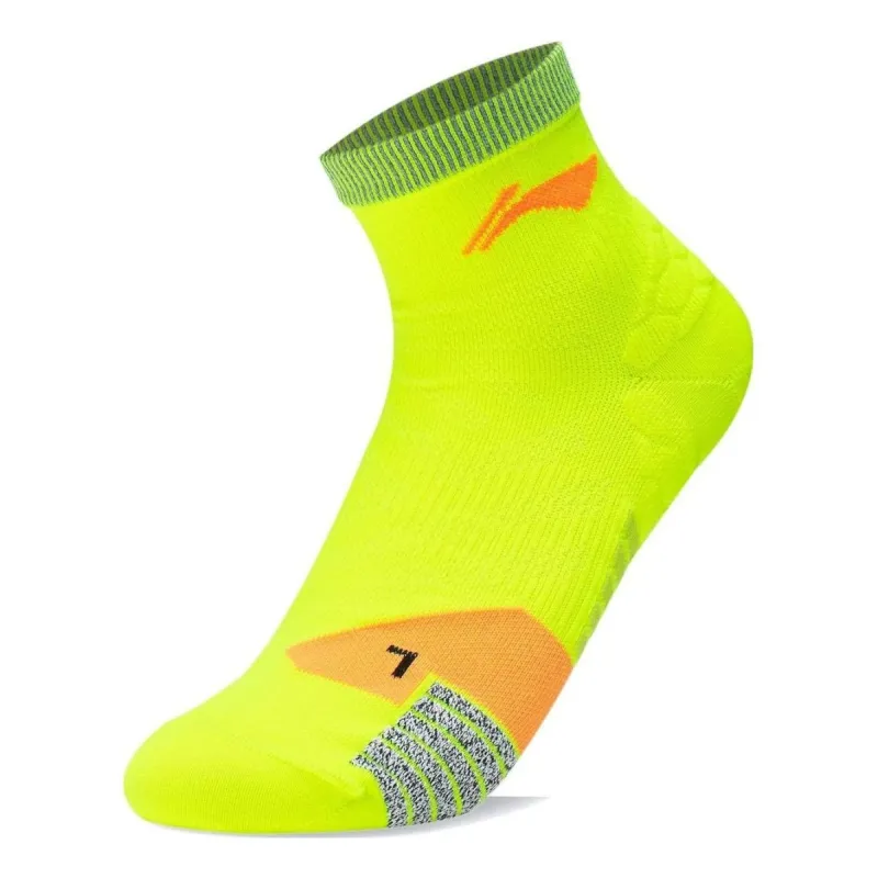 Li-Ning Logo Mid Cut Socks 'Neon Yellow' AWST007-4 sold by KicksCrew