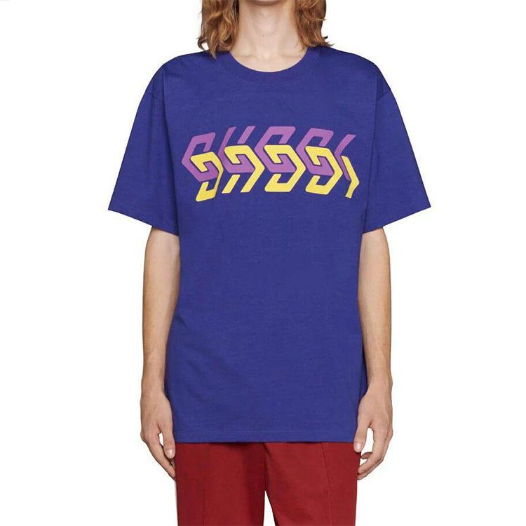 Gucci Geometric Block Logo T-Shirt 'Blue' 616036-XJDV9-4120