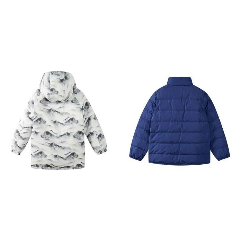 (GS) Skechers Full Print Mountain 3-In-1 Hooded Down Jacket 'White Blue' P422B047 sold by KicksCrew