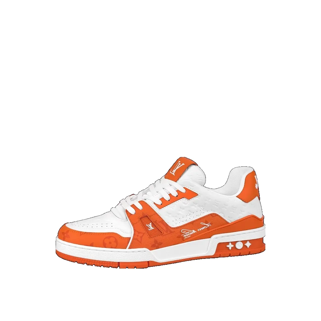 LOUIS VUITTON LV Trainers 'White Orange' 1ABOIS sold by KicksCrew