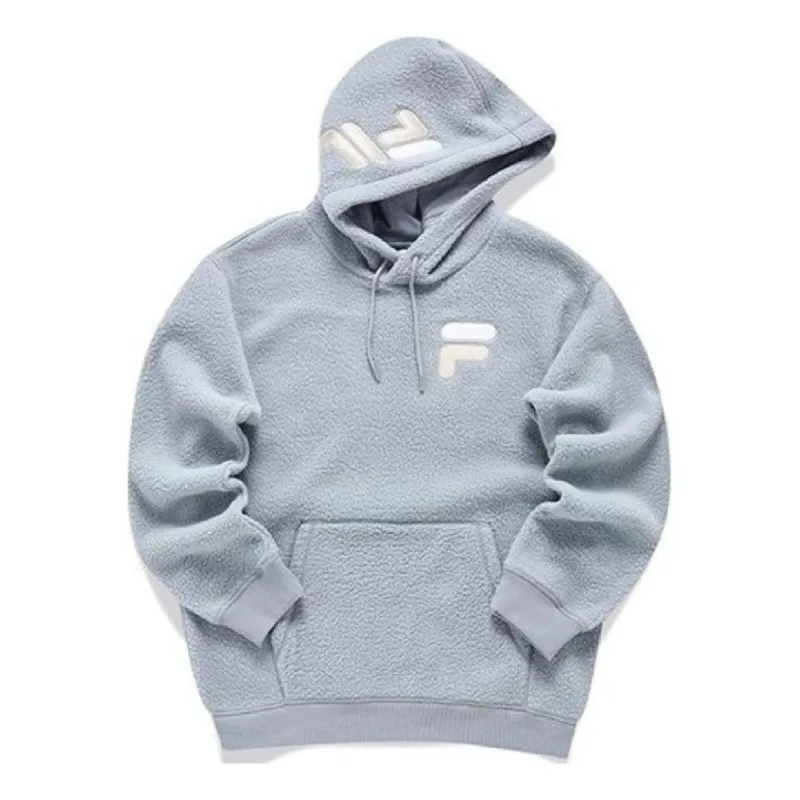 FILA FUSION Logo Printed Fleece Hoodie 'Grey White' T11U146201F-GY sold by KicksCrew