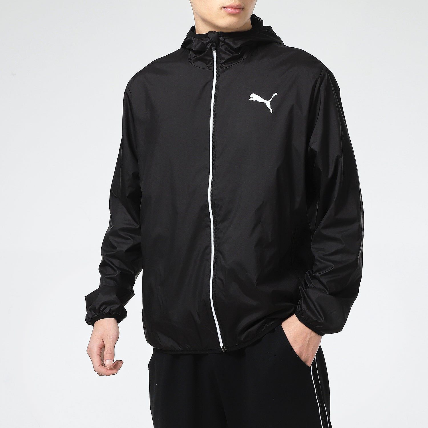 Puma Essentials Solid Windbreaker Jacket 'Black White' 588786-01 sold by KicksCrew product image thumbnail 5