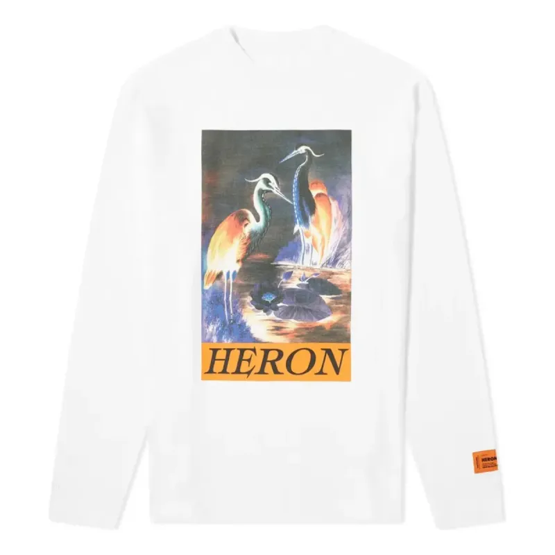 HERON PRESTON Os Heron Times Long Sleeve T-shirt 'White' HMAB016F20JER0020120 sold by KicksCrew
